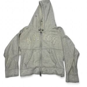 Abercrombie & Fitch Women’s Vintage Embroidered Logo Patch Zip Up Hoodie Y2K 3/4